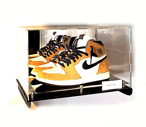 Football, Shoes, Sneakers Shelf Wall Mount Acrylic Display Case Memorabilia Box UV Protection Floating Box (1 Shoe) (2 Shoes 15x12x9)
