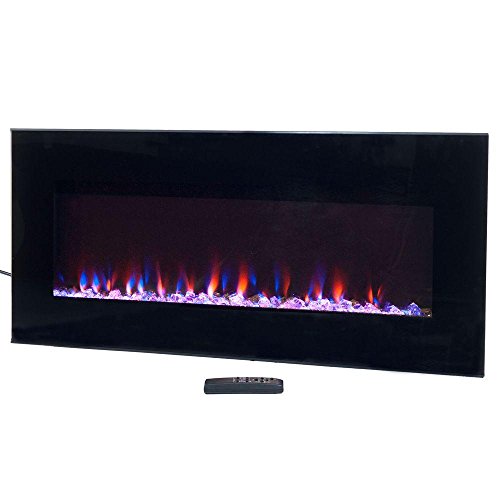 Electric Fireplace - 36 Inch Wall Mounted Fireplace Heater with Remote Control Adjustable LED Flames, Timer, Heat, and Brightness by Northwest (Black)