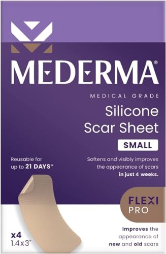 Mederma Medical Grade Silicone Scar Sheets; Improves The Appearance of Old and New Scars; for Injury, Burn and Surgery Scars, 4 Count