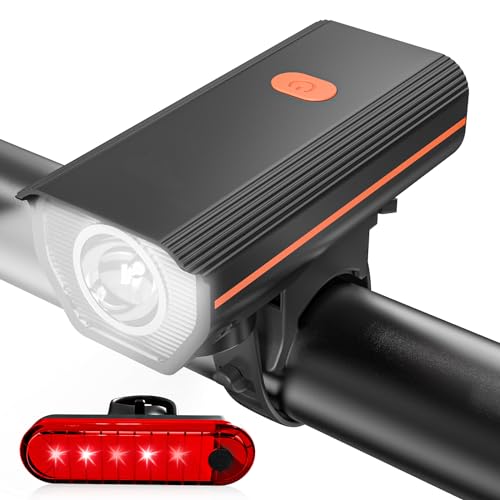 KUNHAK Rechargeable Bike Lights, Ultra Bright Bicycle Lights for Night Riding, Road Mountain Bike Accessories for Kids Adults - Bike Headlight with Tail Light
