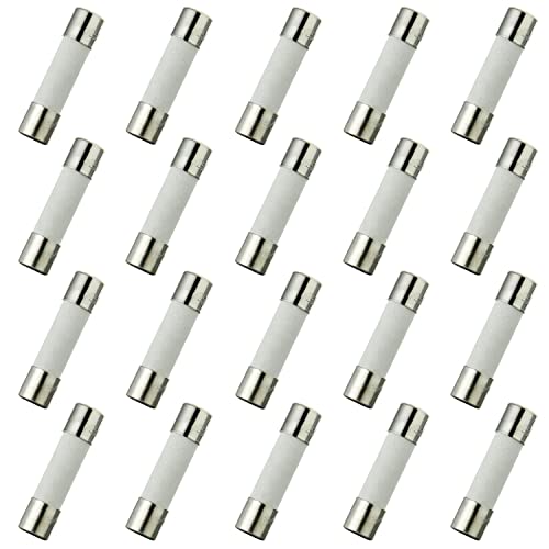 BOJACK T6.3AH250V 5x20mm 6.3A 250V Slow-Blow Ceramic Fuses 6.3 amp 250 Volt 0.2x0.78 Inch Ceramic Tube Time-delay Fuses (Pack of 20 Pcs)