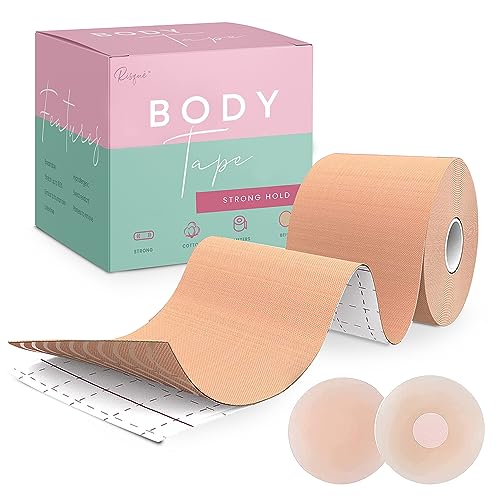 Boob Tape Boobtape for Breast Lift | Includes Nipple Covers | Body Tape for Push up & Shape | Works Great with Sticky Bra Backless Bra or Strapless Bra | Waterproof Sweat-Proof Bob Tape