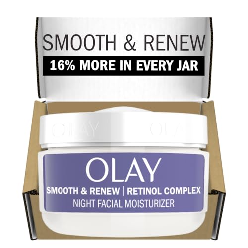 Olay Smooth & Renew Retinol Face Moisturizer, 2 oz Fragrance Free Night Cream for Fine Lines and Wrinkles with Retinoid Complex, Recyclable Eco Jar Packaging, Value Size