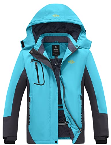 Wantdo Women's Mountain Waterproof Fleece Ski Jacket Windproof Rain Jacket, XX-Large, Blue