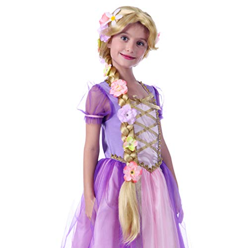 STYLER Long Blonde Rapunzel Wigs For Kids - Princess Girl Costume Cosplay Fairytale Ball Braid Wigs For Halloween Christmas Party Hair