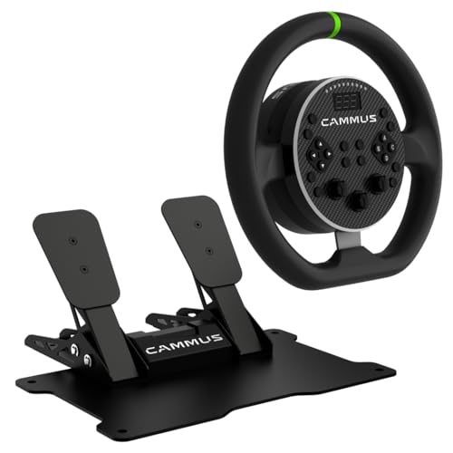 CAMMUS C5 Bundle for C5 Steel Wheel and CP5 Pedals. Racing Simulator Direct Drive Technology, 5Nm Wheelbase, Premium Construction, Cloud-based App Control, PC Hardware Exclusive