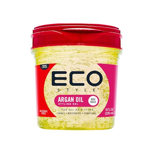 Eco Style Moroccan Argan Oil Styling Gel - Promotes Healthy Hair - Nourishes And Repairs - Delivers Long Lasting Shine - Provides Maximum Hold and Helps Tame Frizz - Ideal For All Hair - 8 oz