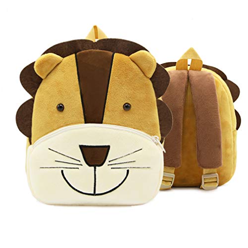 Ladyzone Toddler Backpack Zoo Animals Backpacks Cute Plush Bag Cartoon 10' Preschool Book Bag For 2+ Years Girls Boys (Lion)