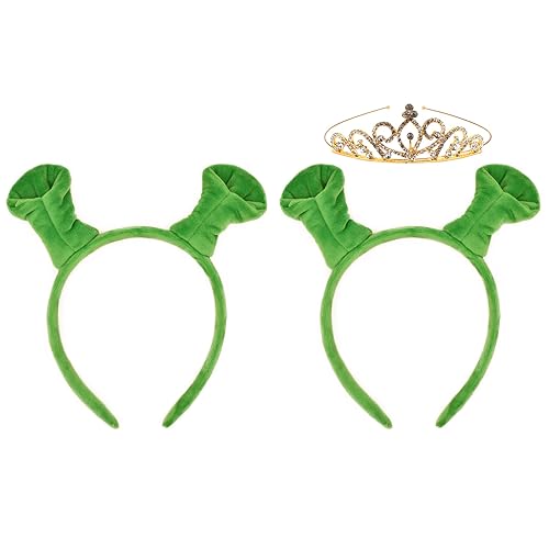 HODRME Plush Ogre and Princess Ears Headband with Crown-Halloween Christmas Festival Theme Party Monster Ogre Cosplay Costume Headwear