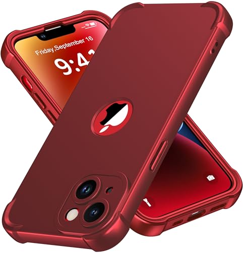ORETECH for iPhone 14 Case, with [2 x Screen Protectors] [15 Ft Military Grade Drop Test] [Camera Protection], 360° Shockproof Slim Thin Phone Case for iPhone 14 Cover 6.1'' Red
