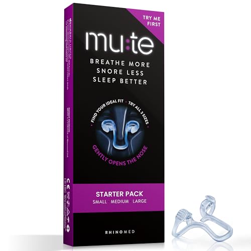 MUTE by Rhinomed Nasal Dilator for Snore Reduction Starter Pack Increases Airflow Anti Snoring Devices Nasal Dilators for Sleeping Transparent Internal Nasal Dilator Snoring Solution