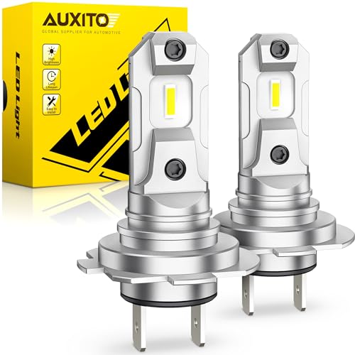 AUXITO H7 LED Light Bulbs 6500K White, 8 CSP Chips Super Bright H7 Fog Lights, 1:1 Mini Size, Non-polarity, No Adapter Required Easy Install H7ll, Pack of 2