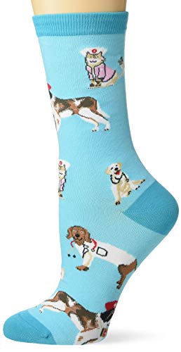 K. Bell Socks womens Solid Colored Crew Casual Sock, Veterinarian (Blue), Shoe Size 4-10 US