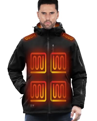 BEFAMALI Heated Jacket for Men with 7.4V/16,000mAh Battery Pack Included, Windproof Soft Shell Electric Insulated Heating Coat, Christmas Gifts for Men