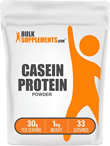 BULKSUPPLEMENTS.COM Casein Protein Powder - Micellar Casein Powder, Protein Powder Casein, Casein Powder - Unflavored & Gluten Free, 30g per Serving, 1kg (2.2 lbs)