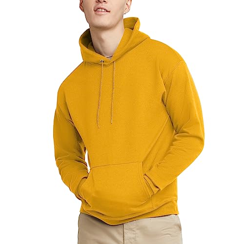 Hanes Men's Pullover EcoSmart Hooded Sweatshirt, gold, Large