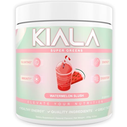 Kiala Nutrition Super Greens - Organic Greens Powder to Reduce Bloat, Support Gut Health, Boost Immunity, Healthy Digestion for Women - Antioxidant Support - Spirulina - Chlorella - Watermelon Slush