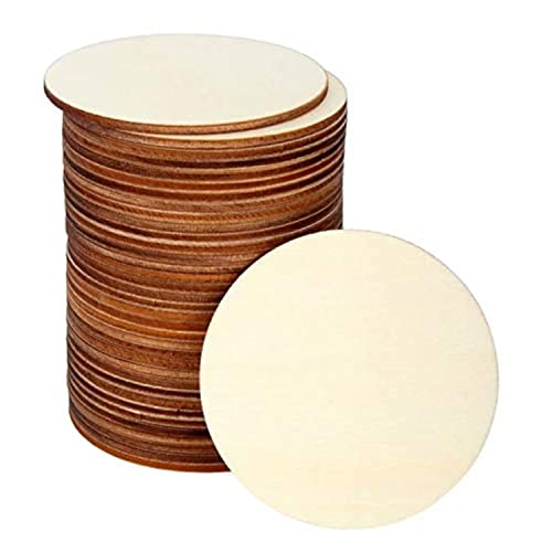 Blisstime 36 PCS 3 Inch Unfinished Wood Circles for Crafts, Wood Rounds for Crafts, Round Wood Discs for Crafts, Painting, Writing, DIY Supplies, Engraving and Carving, Home Decorations