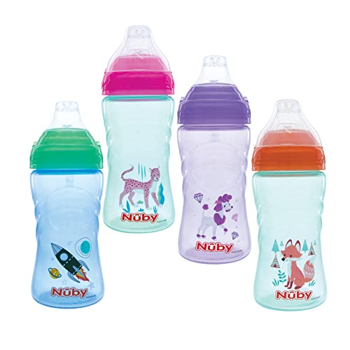 Nuby No Spill Printed Thirsty Kids No-Spill Sip-it Sport Cup with Soft Spout and Lid - 12oz / 360 ml, 12+ Months, Single Pack of 1, Print May Vary