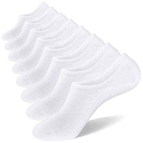 SIXDAYSOX Low Cut Socks Men 8 Pairs White No See Socks Cotton Anti Slip Casual Socks for Loafer Flats Sneakers Socks Size 9-11