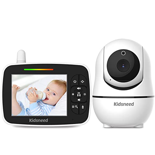 Kidsneed Baby Monitor - 3.5' Screen Video Baby Monitor with Camera and Audio - Remote Pan-Tilt-Zoom, Night Vision, VOX Mode, Temperature Monitoring, Lullabies, 2-Way Talk, 960ft Range