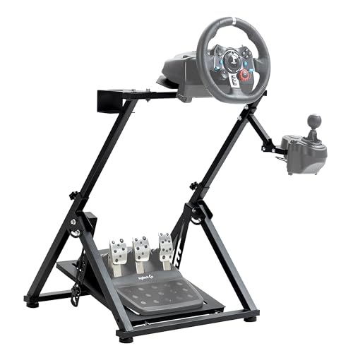 Marada Sim Racing Wheel Stand Simulator Cockpit X-Structure Quick Fold Fits for Thrustmaster/Logitech G29, G923, G920, T300RS, T150 Adjustable Gaming Stand without Steering Wheel, Pedal, Handbrake