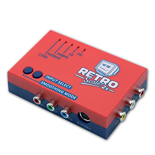 BITFUNX RetroScaler2x AV to HDMI Converter - Supports 2X Line Doubler, Filter and Pass-Through Modes, Video Game Adapter with No Lag, for PS2/N64/Dreamcast/Saturn/MD/SNES/SFC Console