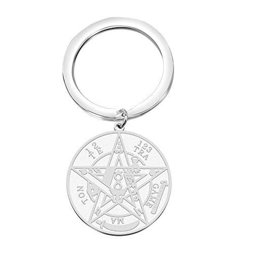 MYOSPARK Star Tetragrammaton Pentacle Keychain Amulet Statement Jewelry (Star Tetragrammaton Pentacle Keychain)