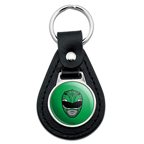 GRAPHICS & MORE Black Leather Power Rangers Green Ranger Helmet Keychain