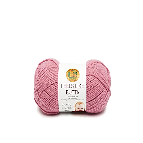 Lion Brand Yarn Feels Like Butta Soft Yarn for Crocheting and Knitting, Velvety, 1-Pack, Dusty Pink