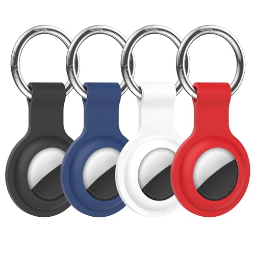 HATALKIN Compatible with AirTag Case Keychain Air Tag Holder Silicone AirTags Key Ring Cases Tags Chain Apple GPS Item Finders Accessories 4 Pack