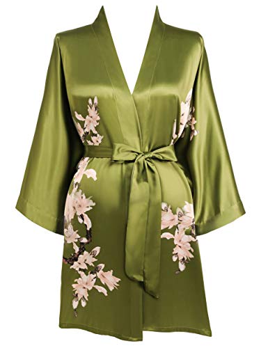 BABEYOND Kimono Robe Cover up Short Satin Floral Kimono Blouse Loose Bachelorette Party Robe