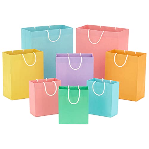 Hallmark Easter Gift Bag Assortment (8 Bags: 3 Small 6', 3 Medium 9', 2 Large 13') Pastel Blue, Pink, Yellow, Purple, Orange, Green for Birthdays, Baby Gifts, Bridal Showers and More