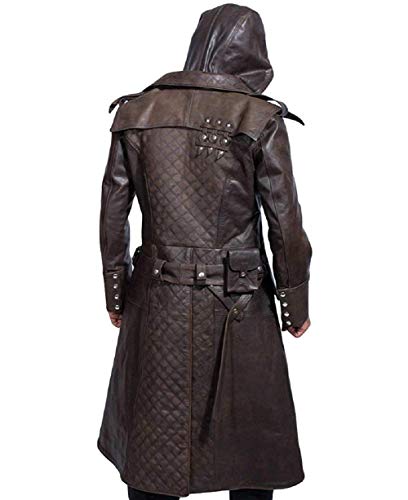 Jacket Craft Assassin's Creed Syndicate Jacob Frye Brown Leather Trench Coat For Men (XXX-Large)