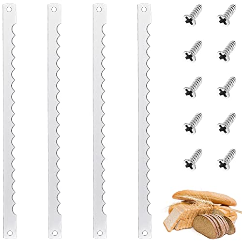 Lasnten 18 Pcs Bread Bow Knife Blades Stainless Steel Replacement Blade Serrated Bread Blade with Screws for Wooden Bread Knife