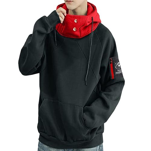 PTLYE Anime hoodie Cosplay Anime 3D Novelty Hooded Pullover Sweatshirt Cosplay Costume (L, Red Black)