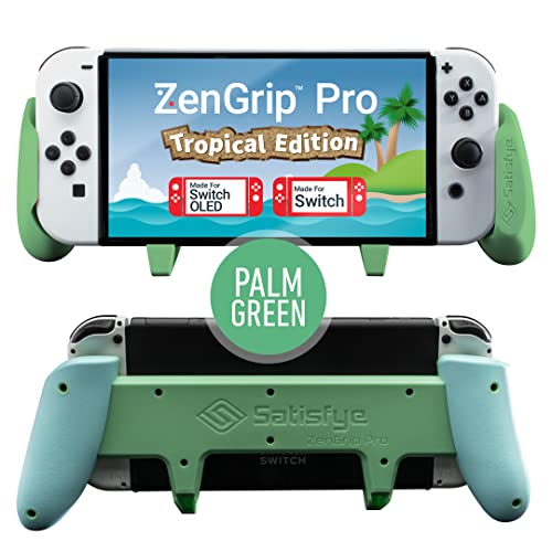 Satisfye - ZenGrip Pro Gen 3 OLED, a Switch Grip Compatible with Nintendo Switch - Comfortable & Ergonomic Grip, Joy Con & Switch Control. #1 Switch Accessories Designed for Gamers (Green)