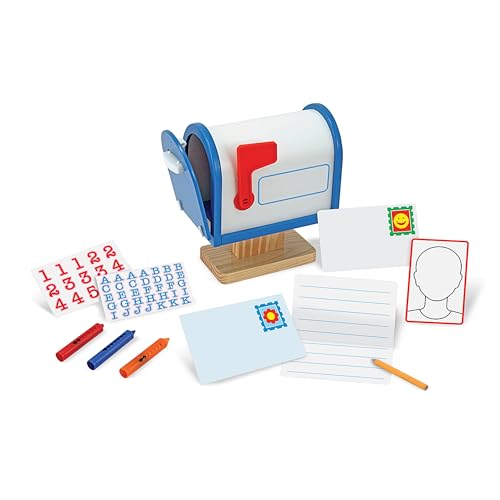Melissa & Doug My Own Wooden Mailbox Activity Set and Educational Toy With Reusable Letters And Post Cards, Pretend Play Mailbox For Preschoolers And Kids Ages 4+
