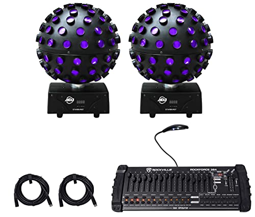 (2) American DJ ADJ Starburst Sphere Shooting Beam Effect Lights+DMX Controller