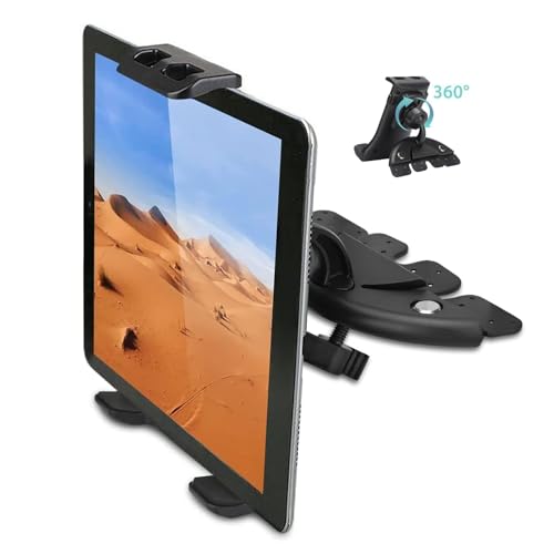 2 in 1 CD Slot Tablet Car Mount, Universal CD Player Car Phone Mount, Compatible with Samsung Galaxy iPad Mini iPad Air iPad Pro iPhone Xs Max XR GPS iPhone 12 11 Pro Max(4'-10.5' Tablets & Cellphone)