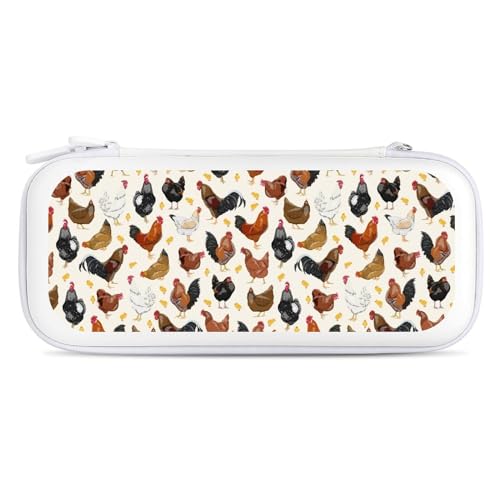 Hens Roosters And Chickens Carrying Case for Nintendo Switch Portable Storage Case with 15 Holds Game Slots Travel Carrying Case for Switch Console & Accessories