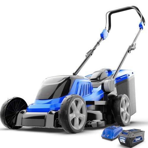 WILD BADGER POWER Lawn Mower 40V Brushless 18' Cordless, 5 Cutting Height Adjustments Electric Lawn Mower, Quickly Folding Within 5’s, 4.0AH Battery and Super Charger Included.