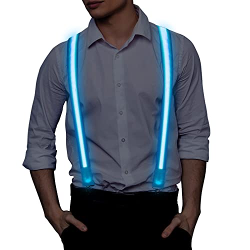 Ainiv Light Up Suspenders, Men's LED Suspenders, Glow in the Dark Suspenders Neon Y Shape Suspenders for Parties, DJ, EDM, 80s, Halloween, Christmas, Festival, Carnival, Birthday