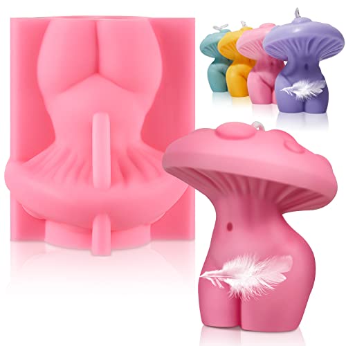 Body Molds Mushroom Women Body Silicone Mold DIY Female Candle Molds Candle Making Molds for Resin Soap Casting Cake Chocolate Body Art Wax Mold Craft, Pink