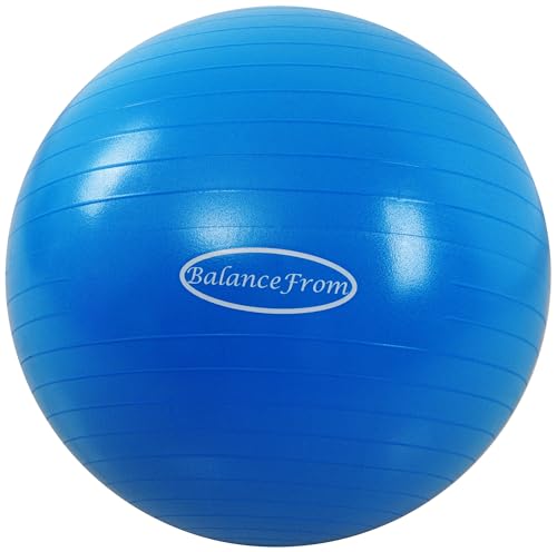 Signature Fitness Anti-Burst and Slip Resistant Exercise Ball Yoga Ball Fitness Ball Birthing Ball with Quick Pump, 2,000-Pound Capacity, Blue, 22-inch, M