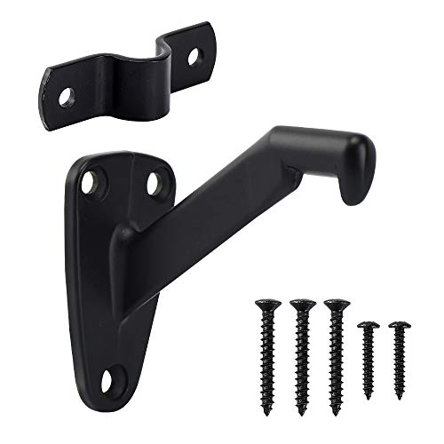 HOME MASTER HARDWARE Handrail Stair Brackets, 6 Pack Heavy Duty Hand Rail Bracket for Stairways Handrail, Staircase Bracket, Matte Black