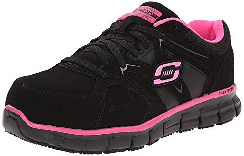 Skechers for Work Women's Synergy Sandlot Lace-Up, Black/Pink, 9.5 XW US