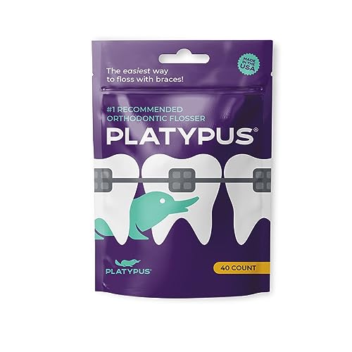 Platypus Orthodontic Flossers for Braces | Ortho Picks for Adults & Kids | Fits Under Arch Wire | Non-Damaging | Encourage Flossing Habits | Floss Teeth in Less Than Two Minutes | 40 Count (Pack of 1)