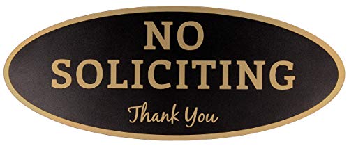 No Soliciting Sign – Digitally Printed Indoor/Outdoor Sign – Durable UV and Weather Resistant (Small - 2' x 5', Black with Gold Letters)