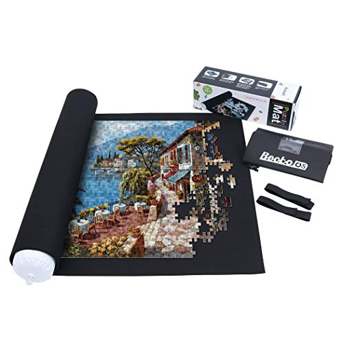 Becko US Puzzle Mat Roll Up Puzzle Mats for Jigsaw Puzzles Puzzle Roll Up Mat Puzzle Board Puzzle Keeper Puzzle Storage with Drawstring Storage Bag for Up to 1500 Pieces